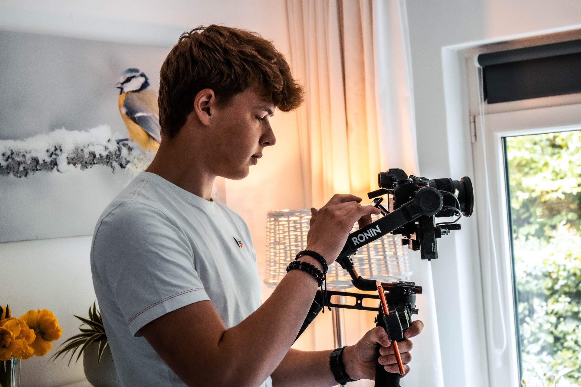 Ruben stelt de DJI Ronin gimbal in